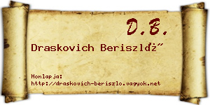 Draskovich Beriszló névjegykártya
